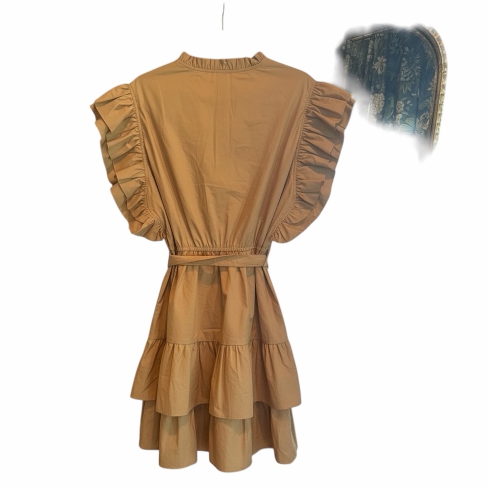 Lucchese Beige Ruffle Sleeve Mini Dress- XL NWT - Picture 2 of 4